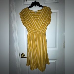 Yellow/gold and white striped dress, size medium, brand monteau